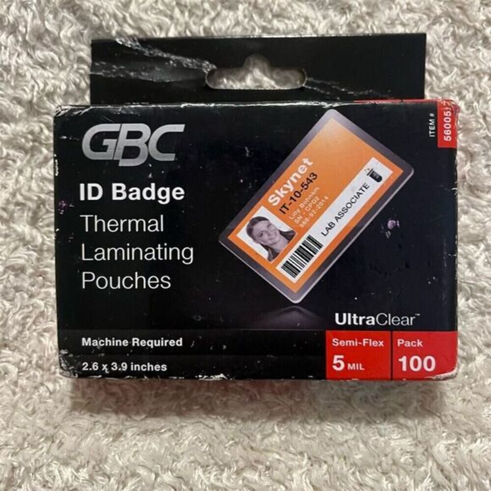 GBC UltraClear Thermal Laminating Pouches, ID Badge Size,‎ 5 mil, 100 Pack